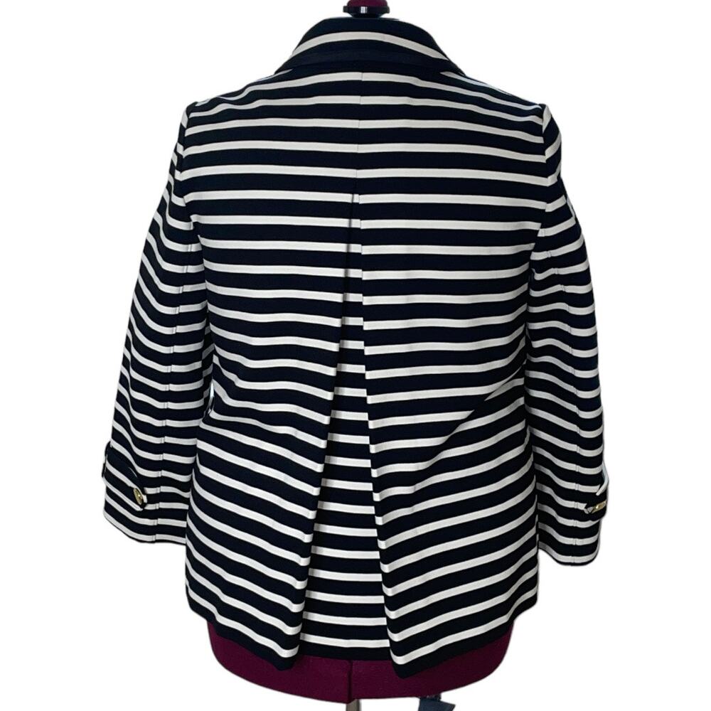 Women's Size 12 Kate Spade Broome Street Black/Cream Stripe Peacoat Jacket - Picture 10 of 12